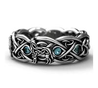 Celtic Wolf Topaz Ring Wolf Totem Plated S925 Thai Silver Dyed Black Ring Men and Women Personality Jewellery