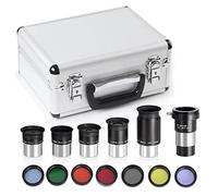 CelticBird 1.25" Eyepiece and Filter Set with a Carry Case-Telescope Accessory Kit (13 Piece) - 5pcs Plossl Eyepieces & 5pcs Color Filters & a 2X Barlow Lens & a Moon Filter & a Polarizing Filter