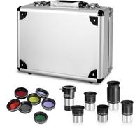 CelticBird 13-Piece Telescopic Accessory Set - 1.25 Inch Telescopic Eyepiece and Filter Set with Sturdy Carry Case - 5 Pieces Plossl Telescope Eyepieces - 2 x Barlow Lens - 7 Pieces Filters