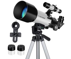 CELTICBIRD Telescope for Kids Beginners, 70mm Aperture 400mm Astronomical Refracting Telescope for Adults Students - Travel Telescopes with Tripod, Phone Adapter(Silver)