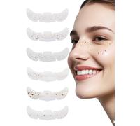 Celtrum 6pcs Glitter Freckles Face Tattoo, Golden Face Glitter Speckles Patches, Waterproof Metallic Cute Temporary Tattoo Stickers for Halloween, Carnival And Parties, Makeup Festival Rave Accessorie