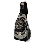 Celts Viking Magical Runic Compass Vegvisir Norse Runes Women Men Crossbody Backpack Multiple Pockets Sling Bag Casual Crossbody Bags For Working Walking Workout