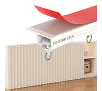 Celtty Custom Kitchen Cabinet Curtain with Self Adhesive Track Rail Sliding Cupboard Curtain for Open Shelves Closet Bookcase Washing Machine Counter Under Sink Blackout Curtains (Off-White)