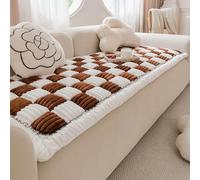 Celtty Thick Plaid Sofa Covers Washable Pet Dog Bed Mat Chair Seat Pads 1 2 3 4 Seater Non-Slip Slipcovers for Living Room Window Floor Cushions Car Back Seat Extender Custom sizes (Dark Brown)