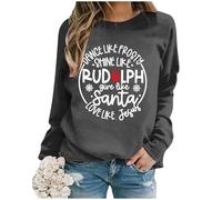 Celucke Christmas Jumpers For Women Uk Funny, Christmas Sweatshirts Women Xmas Shirt Christmas Tree Graphics Pullover Holiday Long Sleeve Tops, Christmas Top Uk, Ladies Christmas Party Tops Dark Gray