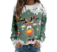 Celucke Crew Neck Sweatshirts Women Christmas Jumpers for Girls Xmas Jumpers for Women Uk Glitter Jumpers Women Uk Christmas Funny Jumpers for Women Soft Stretchable Comfortable Green