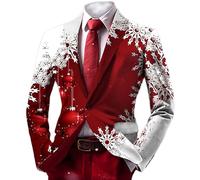 Celucke Men Ugly Christmas Blazer, One Button Long-Sleeve Fashion Elegant Sport Coats for Men, Slim Fit Tuxedos & Blazers for Festive, Prom, Party, Dinner, Lightweight Pocket Classic Jacket