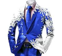 Celucke Men Ugly Christmas Blazer, One Button Long-Sleeve Fashion Elegant Sport Coats for Men, Slim Fit Tuxedos & Blazers for Festive, Prom, Party, Dinner, Lightweight Pocket Classic Jacket