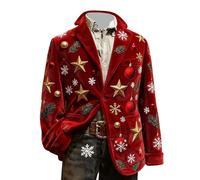 Celucke Men's Christmas Blazer, Festive Holiday X-Mas Corduroy Jacket, Funny Christmas Santa Printed Costume Slim Fit Suit Jacket Party Lapel Sports Coat, Men Xmas Holiday Wedding Costume
