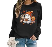 Celucke Oversized Women's Long Sleeve Crewneck Sweatshirt, Lightweight Loose Blouse Top Letter Printed Casual Comfortable, Cropped Jumper For Women, Ladies Personalised Pullover, Plus Size Clothing
