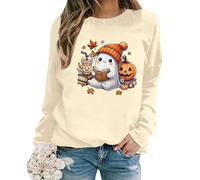 Celucke Oversized Women's Long Sleeve Crewneck Sweatshirt, Lightweight Loose Blouse Top Letter Printed Casual Comfortable, Cropped Jumper For Women, Ladies Personalised Pullover, Plus Size Clothing