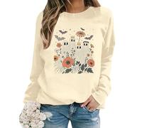 Celucke Oversized Women's Long Sleeve Crewneck Sweatshirt, Lightweight Loose Blouse Top Letter Printed Casual Comfortable, Cropped Jumper For Women, Ladies Personalised Pullover, Plus Size Clothing