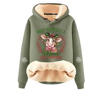 Celucke Ugly Christmas Hoodies for Women, Funny Cute Xmas Print Holiday Sweatshirt, Ladies Winter Oversized Long Sleeve Pullover Tops, Christmas Sweatshirts for Women, Lightweight Fall Clothes