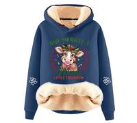 Celucke Ugly Christmas Hoodies for Women, Funny Cute Xmas Print Holiday Sweatshirt, Ladies Winter Oversized Long Sleeve Pullover Tops, Christmas Sweatshirts for Women, Lightweight Fall Clothes Navy