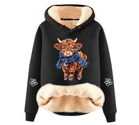 Celucke Ugly Christmas Hoodies for Women, Ladies Funny Cute Xmas Print Long Sleeve Holiday Sweatshirt Winter Oversized Pullover Tops, Christmas Sweatshirts for Women, Lightweight Fall Clothes Black