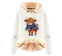 Celucke Ugly Christmas Hoodies for Women, Ladies Funny Cute Xmas Print Long Sleeve Holiday Sweatshirt Winter Oversized Pullover Tops, Christmas Sweatshirts for Women, Lightweight Fall Clothes Beige