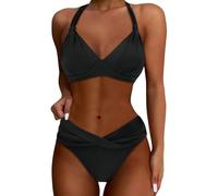 Celucke Women's Bikini Set Twist Front Tie Side Bikini Swimsuit Two Piece Swimwear Bathing Suits, Tummy Control Swimwear, Plus Size Maternity Swimsuit for Ladies, Tan Through Beachwear