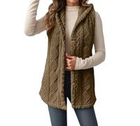 Celucke Women's Teddy Fleece Gilets Waistcoat Hooded Button Down Sherpa Fluffy Solid Color Lightweight Cozy Sleeveless Vest, Ladies Winter Casual Gilets and Bodywarmers With Pockets Outerwear