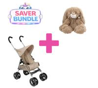 Celuna Premium Junior Dolls Stroller + Bella & Bee Bunny Rabbit Bundle