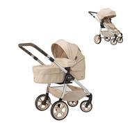 Celuna Premium Vogue Stone Dolls Pram with Interchangeable Carrycot & Seat | Adjustable Handle 67-80.5cm | Foldable Toy Pushchair | Luxury Dolls Pram for Children Aged 3+