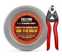 CELYND Stainless Steel Cable for Railing - 100FT 1/8" T316 Wire Rope Cable