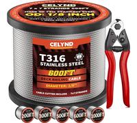 CELYND Stainless Steel Cable for Railing - 600FT 1/8" T316 Wire Rope Cable for Deck Railings System Kit