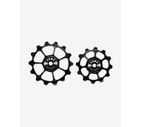 Cema 10/11v Alloy Stainless Steel Jockey Wheel Set Silver 12-14t 12-14t Black