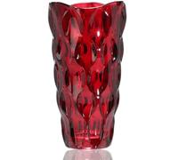 CEMABT 9.5inch 3.4 lb Glass Vases for Flowers Unbreakable Thickened Morden vase for Tables Centerpieces,Colorful,Vintage and Clear Rose Large Flower vases for Bouquet Unique Gifts(Red)