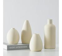 CEMABT Beige Ceramic Vase Set-4 Small Unique Flower Vases for Centrepieces & Decorative Modern Home Decor