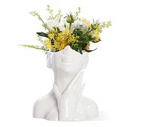 CEMABT Ceramic Face Vase, Female Form Head Half Body Bust Vases Boho Feminist Minimalism Decorative Modern Nordic Style Flower Vase for Home Living Room Office Decor Christmas Day Gifts (Style-A)