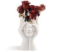 CEMABT White Ceramic Face Vase, Female Form Head Half Body Bust Vases Boho Feminist Minimalism Decorative Modern Nordic Style Flower Vase for Home Living Room Office Decor Christmas Day Gifts (Stye-B)