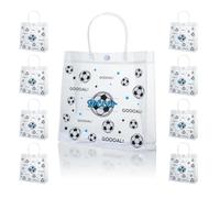 CEMECER Soccer Plastic Clear Gift Bag with Handles Foot Ball Sport Theme Party Goodie Favor Treat Bag for Birthday Team Snack.(20PCS)