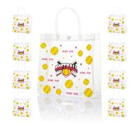 CEMECER Softball Plastic Clear Gift Bag with Handles Soft Ball Sport Theme Party Goodie Favor Treat Bag for Birthday Team Snack.(20PCS)
