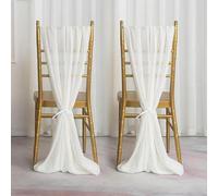 CEMELI 2/5/10pcs 275 * 30CM Dusty Blue Chiffon Chair Sashes Bow Tie Ribbon Knot Seat Back Belt Table Runner Chiffon Vertical Chair Drapes