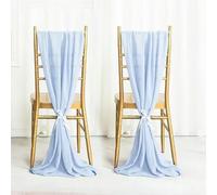 CEMELI 2/5/10pcs 275 * 30CM Dusty Blue Chiffon Chair Sashes Bow Tie Ribbon Knot Seat Back Belt Table Runner Chiffon Vertical Chair Drapes