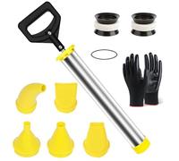 Cement Caulking Gun Set with 5 Nozzles, Stainless Steel Mortar Syringe Hand Grouting Pump, Multifunction DIY Lime Applicator Tool, Professional Grout Sprayer Pointing Tools (Yellow)