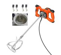 Cement Mixer 2600W Electric Plaster Paddle Mixer Mortar Paint Stirrer Whisk, 6 Variable Speeds, 2M Power Cable with UK Plug, Ideal for Mixing Feed, Plaster, Paint, Cement, Mortar etc (Orange)