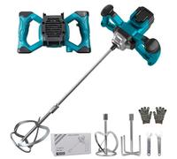 Cement Mixer Compatible with Makita 18V Battery, 3200W Portable Paint Mortar Mixer with 6 Speed, Max 680 RPM, Electric Concrete Stirrer for Mixing Fodder Mortar Paint Glue Putty (No Battery)