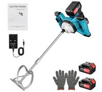 Cement Mixer Compatible with Makita 18V Battery, Portable Paint Mortar Mixer with 6 Speed, Max 522 RPM, Electric Concrete Stirrer for Mixing Fodder Mortar Paint Glue Putty with Two 3000mah Battery