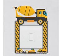 Cement Mixer Light Switch Surround Sticker Construction Vehicle Marking Child Decal Wall Art Sticker Vinyl Kids Boys Girl Bedroom Room Decor