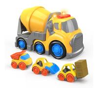 Cement Mixer Toy Truck for Boys 1 2 3 Year Old Mixer Construction Vehicles Toddler Toys with Lights and Sounds and Spinning Drum 6Pcs Kids Construction Toys for Boys Girls Car Toy Kids Gift