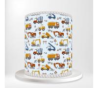 Cement Mixers Dump Trucks Diggers Construction Site Wrap Around Print A4 Edible Paper Icing Sheet Cake Topper Side Ribbon Border Decor for Personalised Themed Decorations
