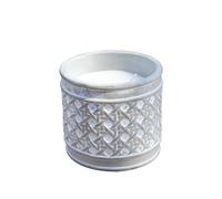 Cement Patterned Citronella Candle Jar 2 Wick Grey Outdoor Pest Repellent Pot (Lattice)