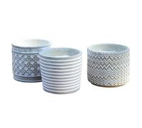 Cement Patterned Citronella Candle Jar 2 Wick Grey Outdoor Pest Repellent Pot (Set of 3)