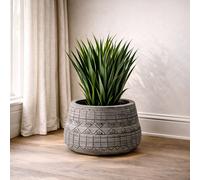 Cement Plant Pot Planter 22cm Grey x 37cm Gliese Embossed Indoor Home Office