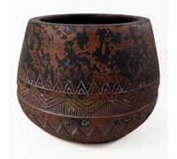 Cement Plant Pot Planter 24cm Black, Brown x 30cm Zaturn / Black Indoor Home