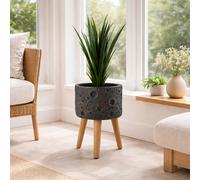 Cement Plant Pot Planter 35cm Black, Grey x 24cm Lunar Black Indoor Home Office