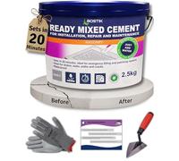 Cement Ready Mixed for Outdoor Use, Waterproof, Quick Dry - Concrete Mix Repair Kit for Cracks, Holes, Steps and More - 20 Mins Rapid Setting Cement Mix 2.5kg, Pointing Trowel, Gloves and Tips Card