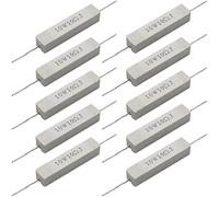 Cement Resistor,10 PCS 10w 10 Ohm 5% Axial Lead Wire Resistor White Wound Fixed Ceramic Cement Resistors Wirewound Cement Power Resistors Flame Heat Moisture Resistance Precharge Horizontal Resistors