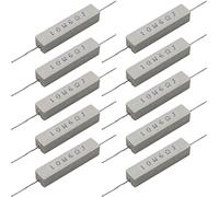 Cement Resistor,10 PCS 10w 6 Ohm 5% Axial Lead Wire Resistor White Wound Fixed Ceramic Cement Resistors Wirewound Cement Power Resistors Flame Heat Moisture Resistance Precharge Horizontal Resistors